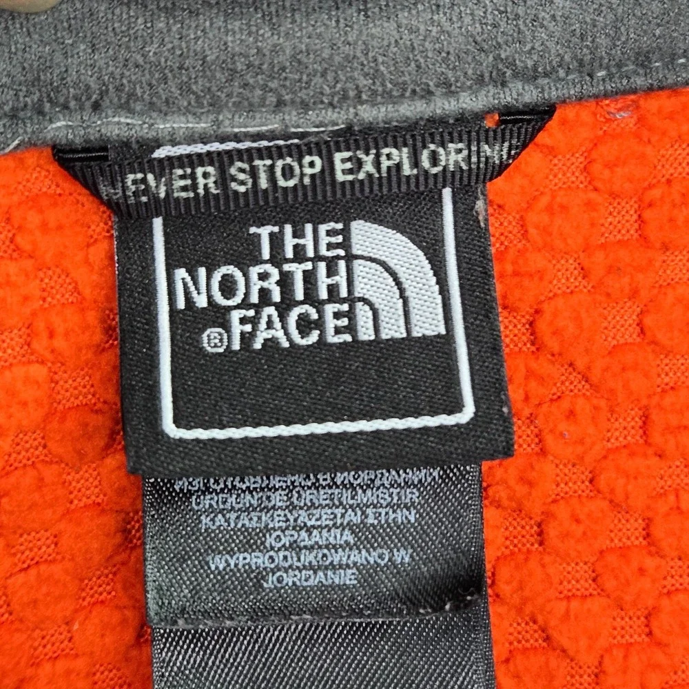 The North Face Men Jacket L Red Fleece Lined Outdoor Hiking Pocket Full Zip READ